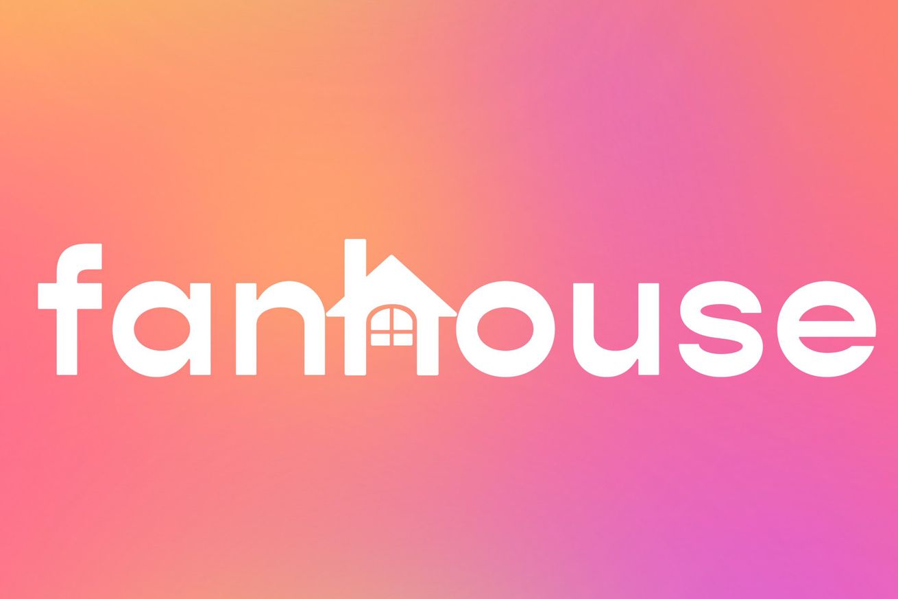 The name “Fanhouse” on a tie-dye background. The H is shaped like a house.