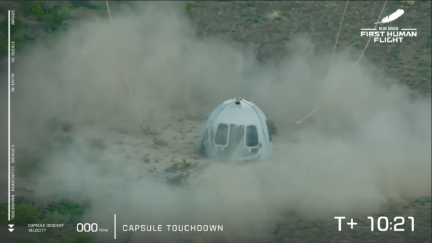 New Shepard capsule touchdown