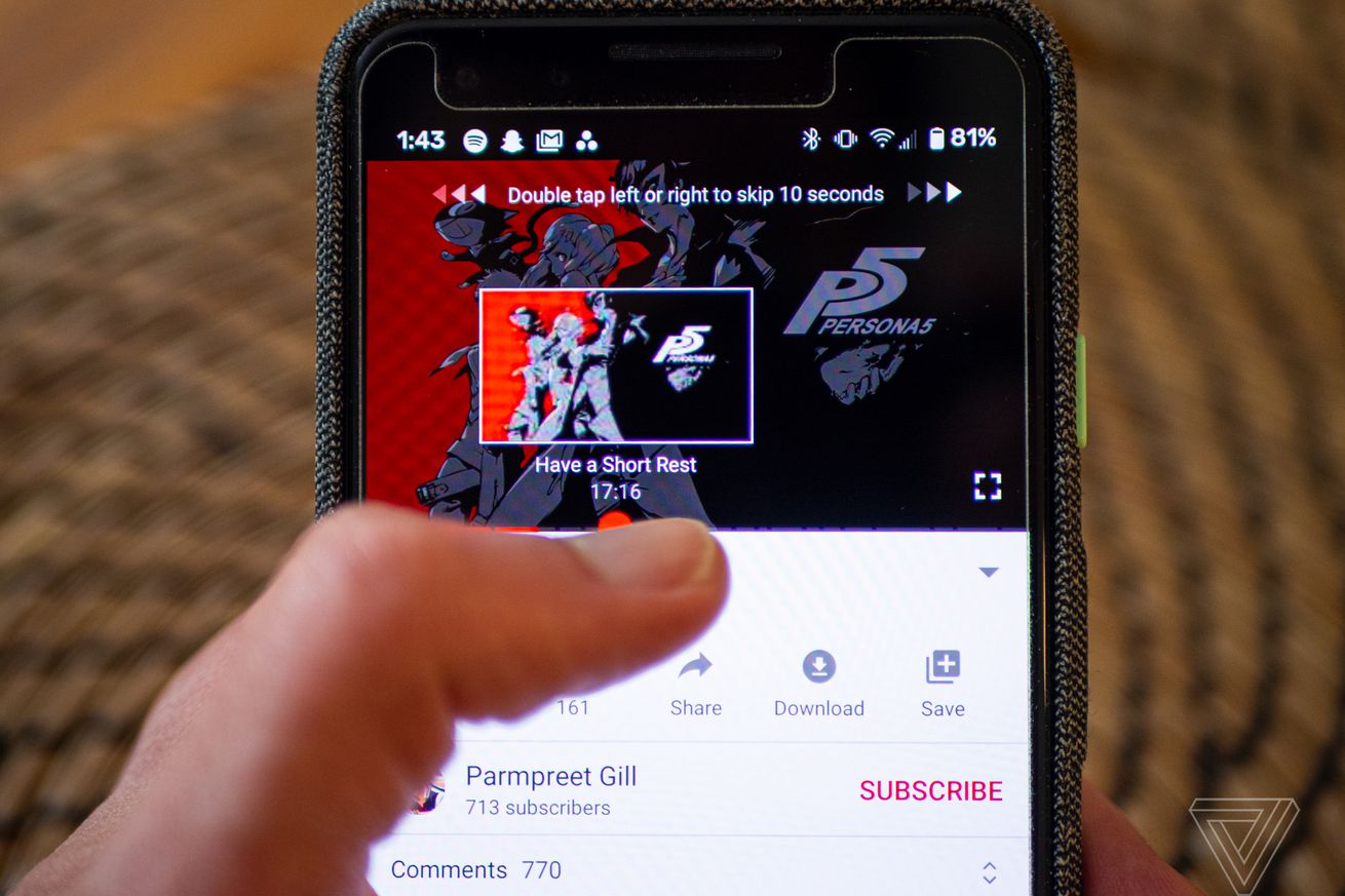 YouTube on mobile phone