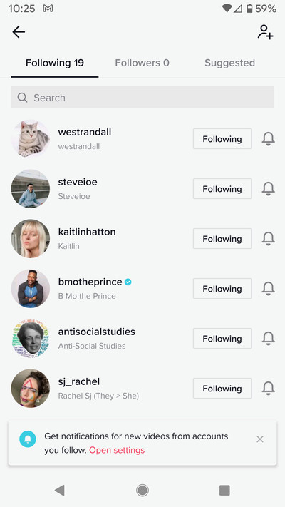 ...to see all the creators that you are following.